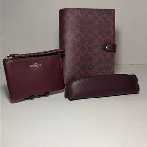 Coach Black Currant  Maroon Accessory Trio